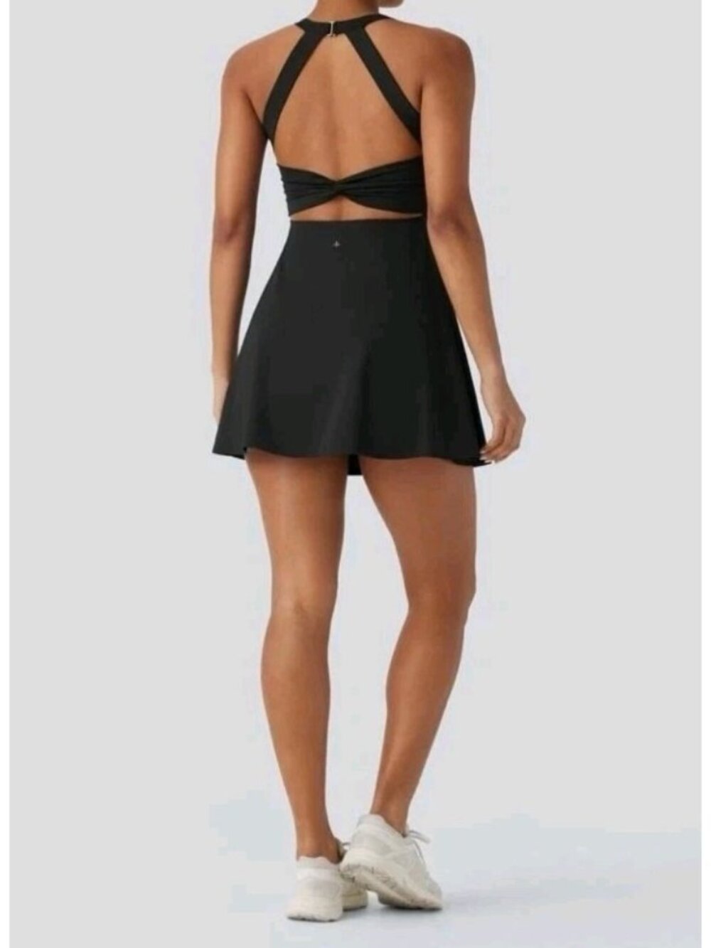 Halara SoftlyZero Airy Backless Twisted Flare Active Dress Easy Peezy L Black